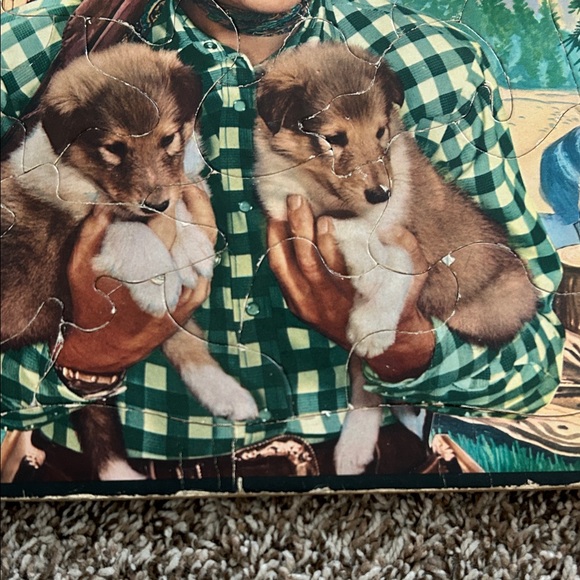 Roy Rogers Whitman 50s Picture Puzzle with Puppies - Green Plaid Cowboy - Picture 4 of 10